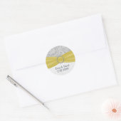 Sticker Rond Mariage à boucle diamante jaune gris FAUX (Enveloppe)