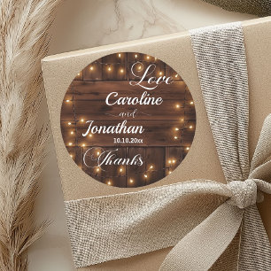 Sticker Rond Mariage à cordes rustique bois Brown