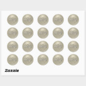 Sticker Rond Mariage à deux cœurs entrelacés gris chaud (Feuille)