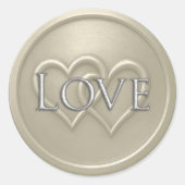 Sticker Rond Mariage à deux cœurs entrelacés gris chaud (Devant)
