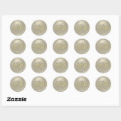 Sticker Rond Mariage à deux cœurs entrelacés gris chaud (Feuille)
