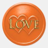 Sticker Rond Mariage à deux cœurs entrelacés orange (Devant)