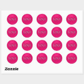 Sticker Rond Mariage à deux cœurs entrelacés rose chaud (Feuille)