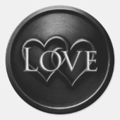 Sticker Rond Mariage à deux coeurs noirs entrelacés (Devant)