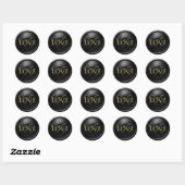 Sticker Rond Mariage à deux cœurs noirs entrelacés (Feuille)