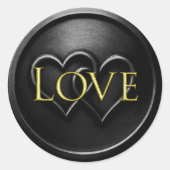 Sticker Rond Mariage à deux cœurs noirs entrelacés (Devant)