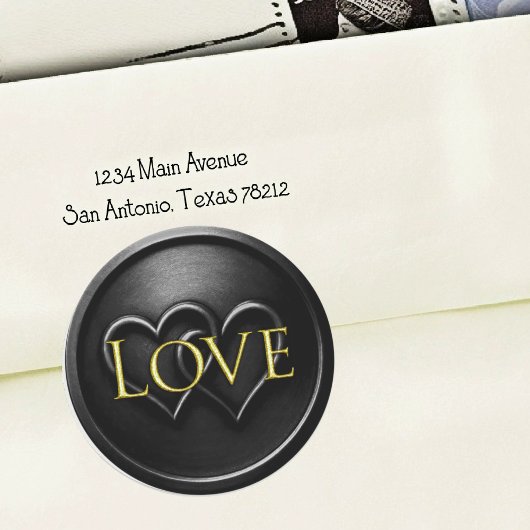 Sticker Rond Mariage à deux cœurs noirs entrelacés