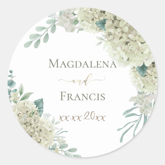 Sticker Rond mariage à fleurs blanc Hydrangea (Devant)