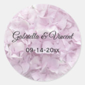Sticker Rond Mariage à fleurs d'Hydrangea rose doux (Devant)