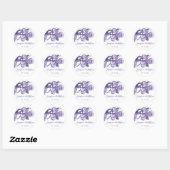 Sticker Rond Mariage à fleurs Iris violet (Feuille)