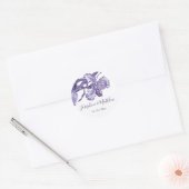 Sticker Rond Mariage à fleurs Iris violet (Enveloppe)