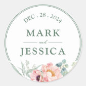 Sticker rond Mariage à fleurs rose (Devant)