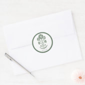 Sticker Rond Mariage à impression botanique verte et blanche (Enveloppe)