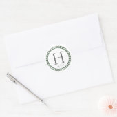 Sticker Rond Mariage à impression botanique verte et blanche (Enveloppe)