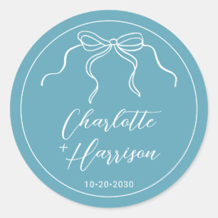 Sticker Rond Mariage à la bordure à nœud fantaisiste