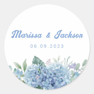 Sticker Rond Mariage à la mode bleu floral
