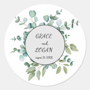 Sticker Rond mariage à la verdure d'eucalyptus