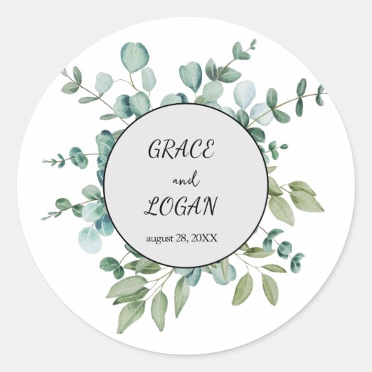 Sticker Rond mariage à la verdure d'eucalyptus (Devant)