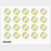 Sticker Rond Mariage à l'aquarelle Citron Script (Feuille)