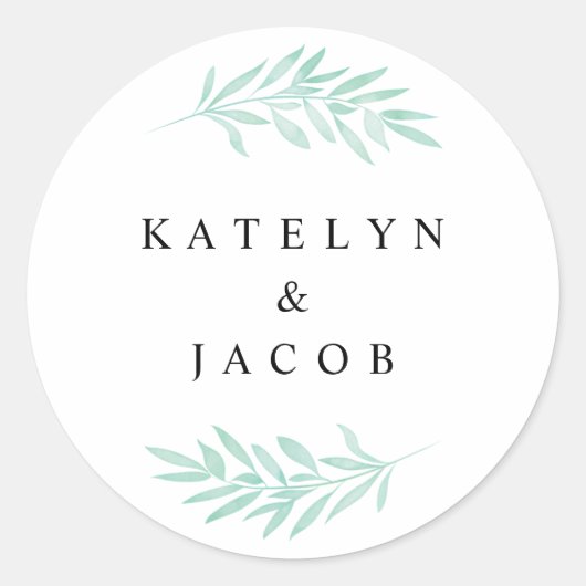 Sticker rond Mariage à l'aquarelle de Mint (Devant)