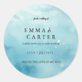 Sticker Rond Mariage à l'aquarelle sous la mer Écriture élégant (Devant)