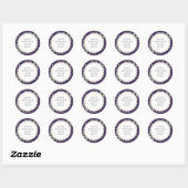 Sticker Rond Mariage à l'aquarelle verte et violette (Feuille)