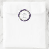 Sticker Rond Mariage à l'aquarelle violette et verdure (Sac)