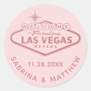 Sticker Rond Mariage à Las Vegas Rose Gold Rose