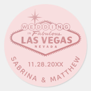 Sticker Rond Mariage à Las Vegas Rose Gold Rose Fête de Mariage