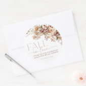 Sticker Rond Mariage à l'automne fleurs marron neutre (Enveloppe)