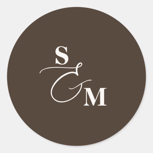 Sticker Rond Mariage à l'Esperluette de Monogramme Classique Sc (Devant)