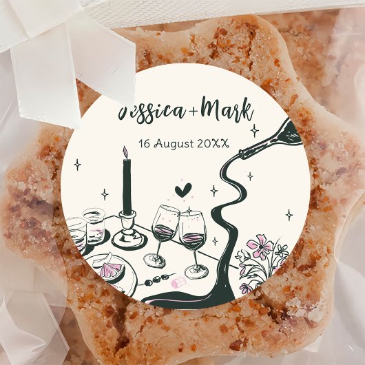 Sticker Rond Mariage à main fantaisiste