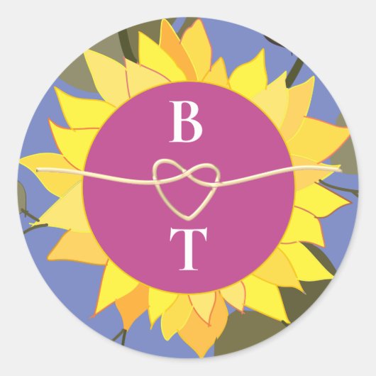 Sticker Rond Mariage à monogramme floral rétro (Devant)