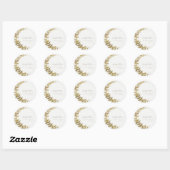 Sticker Rond Mariage à papillon d'or Boho classique (Feuille)