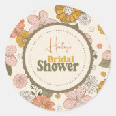 Sticker Rond Mariage à thème des années 70 Super rétros (Devant)