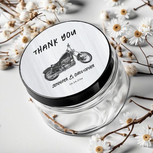 Sticker Rond Mariage à thème moderne simple moto moto