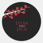 Sticker Rond Mariage à thème Red Cherry Blossom (Devant)