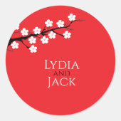 Sticker Rond Mariage à thème Red Cherry Blossom (Devant)
