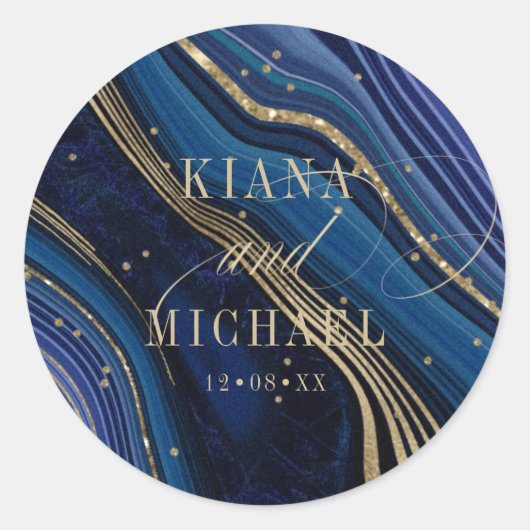 Sticker Rond Mariage abstrait Agate Minuit ID827 (Devant)