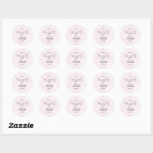Sticker Rond Mariage Abstrait Rose Script Noir (Feuille)