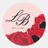 Sticker Rond Mariage Abstrait Roses Rouges et Pavots (Devant)
