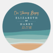 Sticker Rond Mariage Abstrait sur la Plage Océane (Devant)