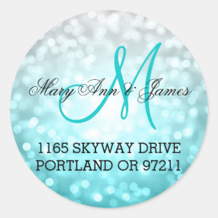 Sticker Rond Mariage Adresse Plage Ombre Parties scintillant Lu