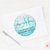 Sticker Rond Mariage Adresse Plage Ombre Parties scintillant Lu (Enveloppe)