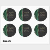 Sticker Rond Mariage Agate Géode Écriture Émeraude Vert Or Somb (Feuille)
