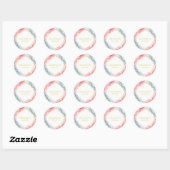 Sticker Rond Mariage Agate Rose Bleu Or (Feuille)