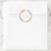 Sticker Rond Mariage Agate Rose Bleu Or (Sac)