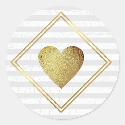 Sticker Rond mariage amour coeur faux or vieux (Devant)