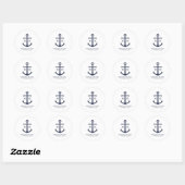 Sticker Rond Mariage Ancre bleu marine (Feuille)