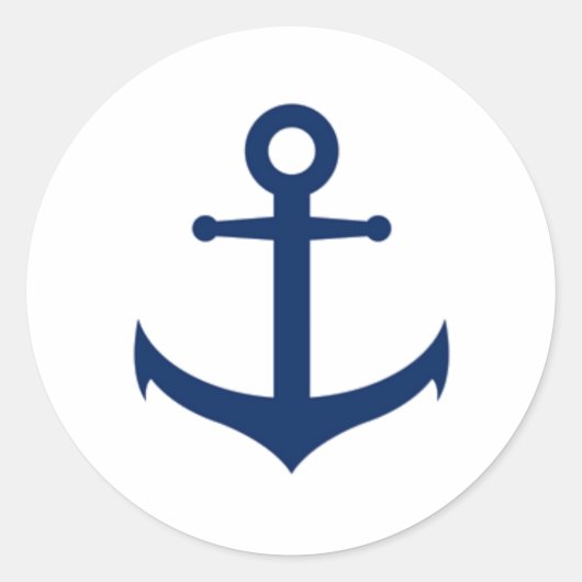 Sticker Rond Mariage Ancre bleu marine (Devant)